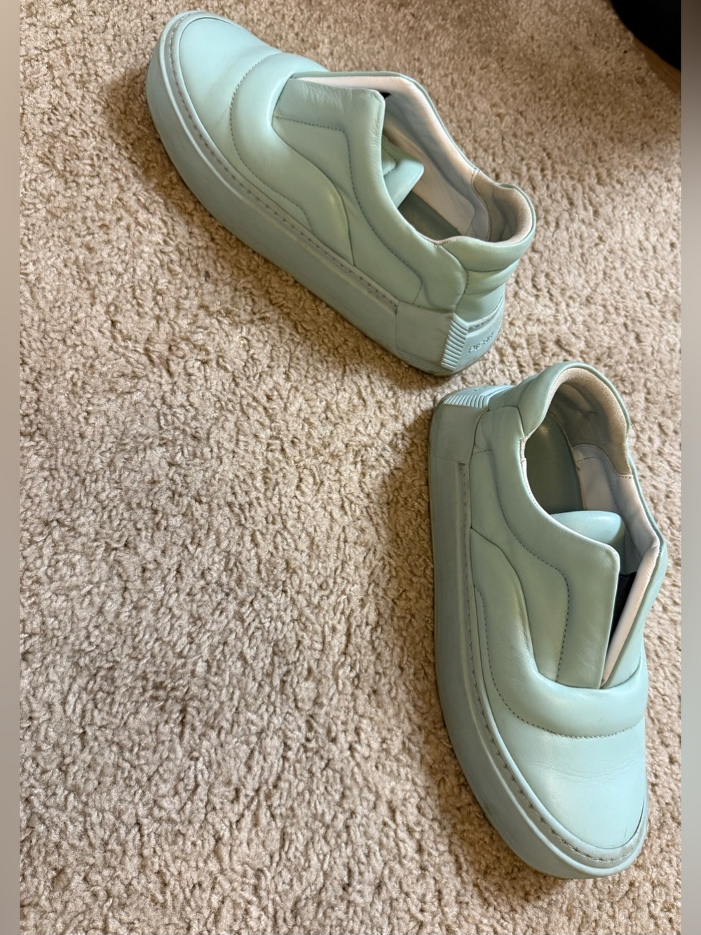 Pierre Hardy Cubix Sea Green / Mint Leather Slip-On Skater Sneakers